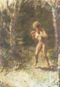 Portraet Af Flojtespillende Pan by Julius Poulsen