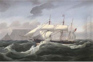 The Barque Spinning Jenny Under Reduced Sail Off Cape Town