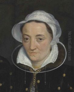 Portrait Of A Lady, Bust-length, In A Black Fur-lined Coat With Gold Fittings, A Gold Necklace And A White Cap by Frans Pourbus the Elder