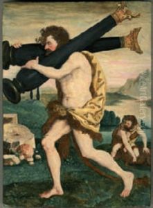 Hercule Plante Deux Colonnes Au Detroit De Gaza (+ Hercule Aide Atlas A Soutenir Le Ciel; Pair) by Frans Pourbus the Elder