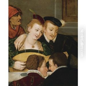 An Amorous Couple Making Music, Together With Another Young Couple And An Elderly Man by Frans Pourbus the Elder