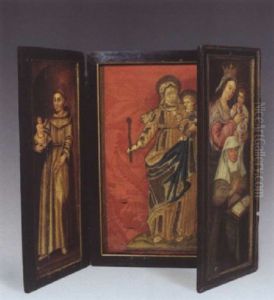 Vierge A L'enfant Entre Saint Denis Et Saint Antoine De Padoue