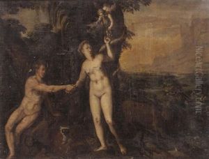 Adam Et Eve Au Paradis by Frans Pourbus the Elder