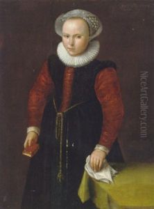 Portrait Of A Girl Aged Eight In A Black And Red Dress, Holding A Missal And A Lace Handkerchief by Frans Pourbus the Elder