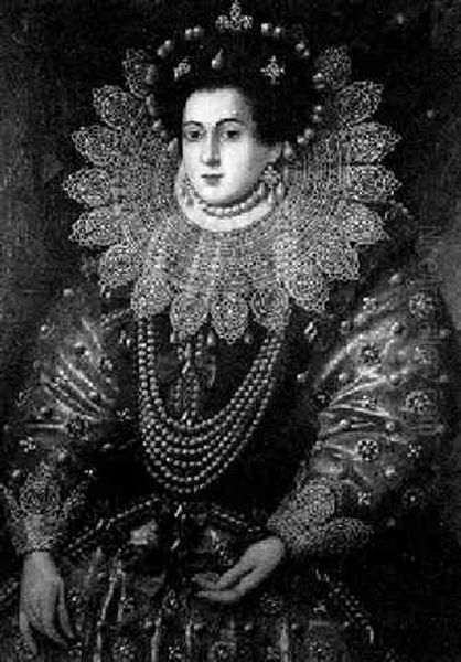 Portrait Of A Woman In Ornate Elizabethan Dress - view 1
