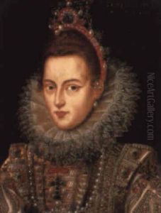 Portrait Of Isabella, Archduchess Of Austria, In An Embroidered Dress by Frans Pourbus the Elder