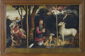 Miracle Of St Hubert (3 Works In 1 Frame)