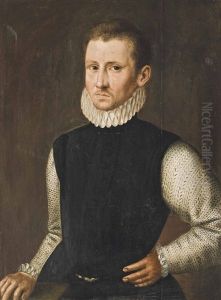 Portrait Of A Gentleman, Half-length, In An Embroidered Doublet And Lace Ruff, His Right Hand On A Table Portrait Of A Gentleman, Half-length, In An Embroidered Doublet And Lace Ruff, His Right Hand On A Table