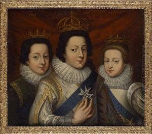 Portrait De Louis Xii, N. De France Duc D'orleans Et Gaston Duc D'anjou Et Francoise Madeleine D'orleans, Duchesse De Savoie, Marguerite Louise D'orleans Et Elisabeth D'orleans, Mademoiselle D'alencon (pair) by Frans Pourbus the younger