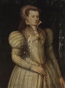 Portrait Of A Lady In A Bejewelled Dress And Headdress