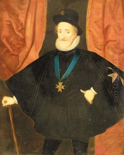 Portrait Of Henri Iv (1553-1610), Three-quarter Length, Wearing Black And The Order Of The Saint Esprit, Before Red Curtains - view 1