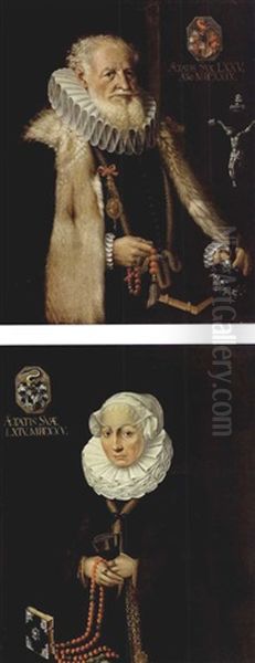Portrait Of An Elderly Bearded Gentleman Wearing A Fur-trimmed Black Coat (+ A Portrait Of His Wife Wearing A Fur-trimmed Black Dress, 1629; Pair, The Vicomte And Vicomtesse D'amphernet?) - view 1