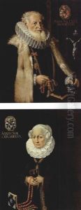 Portrait Of An Elderly Bearded Gentleman Wearing A Fur-trimmed Black Coat (+ A Portrait Of His Wife Wearing A Fur-trimmed Black Dress, 1629; Pair, The Vicomte And Vicomtesse D'amphernet?) by Frans Pourbus the younger
