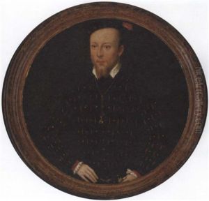 Portrait Of The Comte Lamoral D'egmont, Prince De Gavere, In A Black Doublet Slashed With Red With White Collar And Cuffs And Black Cap With Red Feather, Wearing The Order Of The Golden Fleece by Frans Pourbus the younger