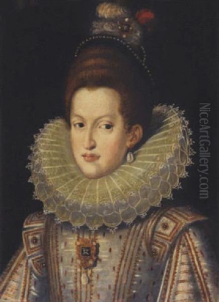 Portrait Of Margaret Of Austria Wearing A White Ruff - view 1