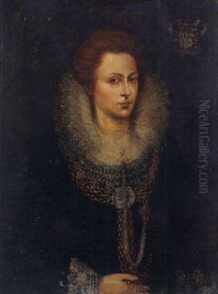 Portrait Of A Lady Wearing A Lace Collar And A Gold Necklace - view 1