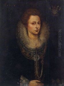 Portrait Of A Lady Wearing A Lace Collar And A Gold Necklace
