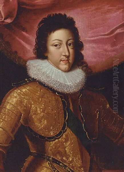 Portrait Of King Louis Xiii In Gilt Armour And A Ruff - view 1