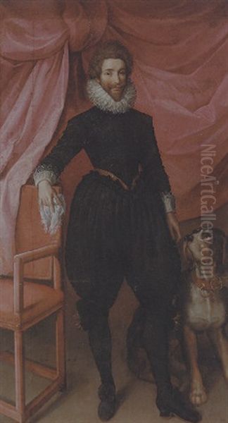 Portrait Of Henri De Lorraine, Duc De Guise, Called Le Balafre, With A Dog Sitting At His Side - view 1