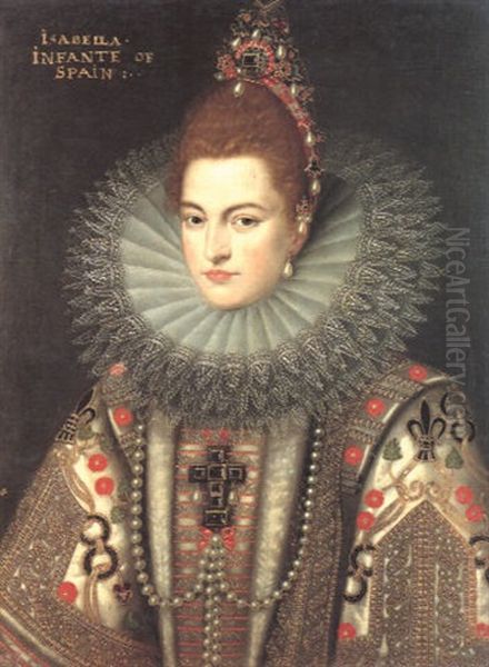 Portrait Of Isabella Clara Eugenia Infanta Of Spain, Half Length, Wearing Lace Ruff by Frans Pourbus the younger