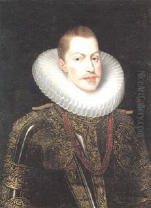 Portrait Of Phillip Iii Of Spain, Half-length, Wearing A Wheel Ruff by Frans Pourbus the younger