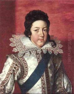 Portrait Of Louis Xiii As A Young Boy Wearing A Doublet And The Sash Of The Order Of Saint Esprit by Frans Pourbus the younger