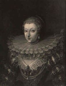 Portrait Of Queen Anne Of Austria, Half-length, Wearing A Wheel Ruff by Frans Pourbus the younger