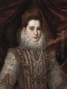 Portrait Of A Lady (margherita Of Savoy?) In A Gold-embroidered Dress