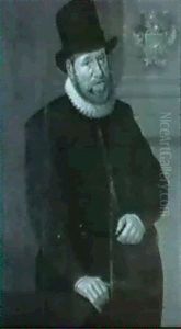 Portrait Of A Gentleman, Standing Three-quarter Length Wearing A Dark Costume With A White Ruff And A Black Hat Portrait Of A Gentleman, Standing Three-quarter Length Wearing A Dark Costume With A White Ruff And A Black Hat