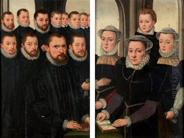 Portrait D'un Pere De Famille, De Ses Proches Et De Ses Garcons Et Mere Et Ses Trois Filles (2 Works) - view 1