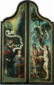 L'annonciation (+ Adam Et Eve; 2 Dbl-sided Works, Forming The Wings Of A Triptych)