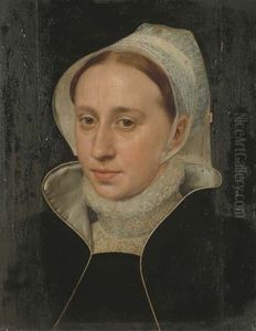 Portrait De Femme En Buste A La Coiffe Blanche