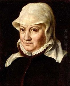 Portrait Of A Lady, Bust-length, In A Fur-trimmed Black Coat And A Headdress