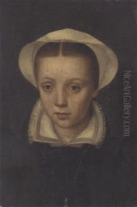 Portrait Of A Young Lady In A Black Dress With White Collar And Bonnet