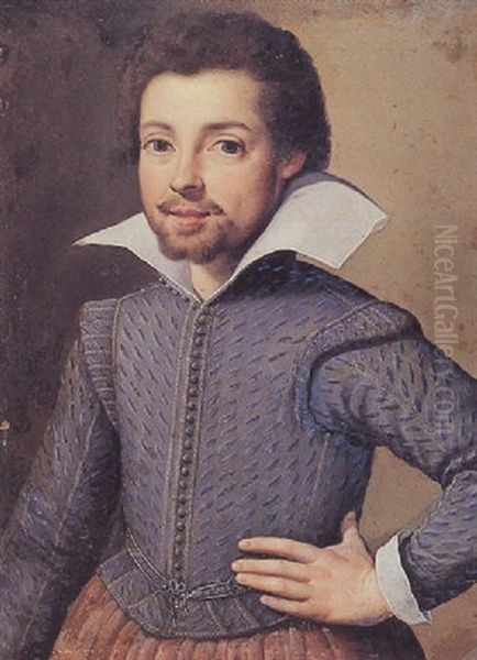 Portrait Of A Young Man In A Grey Slashed Doublet - view 1
