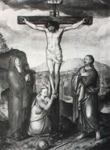 The Crucifixion With The Virgin Mary, Mary Magdalene And St. John by Pieter Pourbus