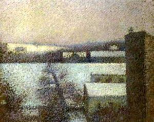 Maisons Au Bord De Saone En Hiver by Leon Pourtau