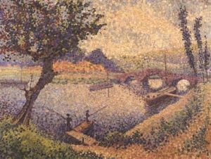 Les Pecheurs En Bord De Saone by Leon Pourtau