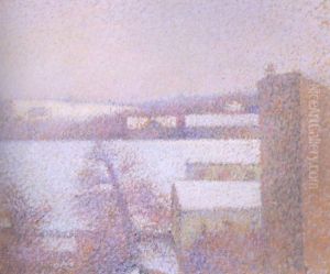Maisons Au Bord De La Saone En Hivers by Leon Pourtau