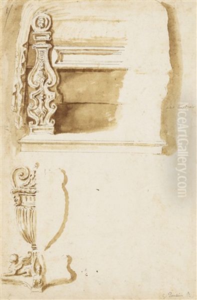 Studies Of An Imperial Throne And A Vase - view 1