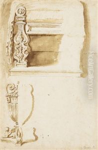 Studies Of An Imperial Throne And A Vase by Nicolas Poussin