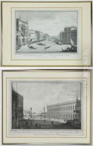 A View Of Little St Marks Place At Venice Et A View Of The Great Canal At Venice by Louis P. Boitard