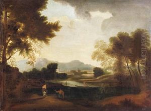 Weite Landschaft Mit Schlossanlage An Kleinem See