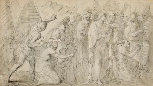 Moses Presenting The Ten Commandments To Thechildren Of Israel by Louis P. Boitard