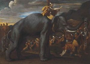 Hannibal Crossing The Alps On An Elephant by Nicolas Poussin