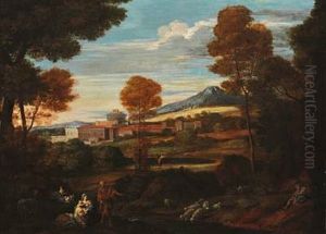 Italian Landscape With The Flight Into Egypt by Nicolas Poussin
