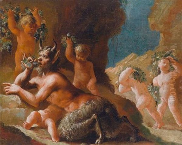 Bacchanal Von Einem Satyr Und Putten - view 1