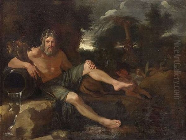 Allegorie Auf Zukunfige Grose Und Ruhm Roms. Der Flusgott Tiber Ruht Auf Einem Stein - view 1