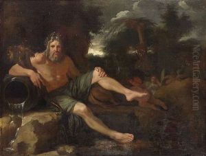 Allegorie Auf Zukunfige Grose Und Ruhm Roms. Der Flusgott Tiber Ruht Auf Einem Stein