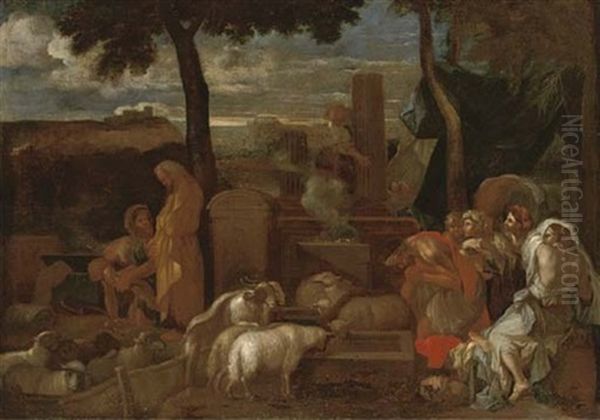 An Arcadian Landscape With Shepherds And Their Flocks At A Sacrificial Altar - view 1
